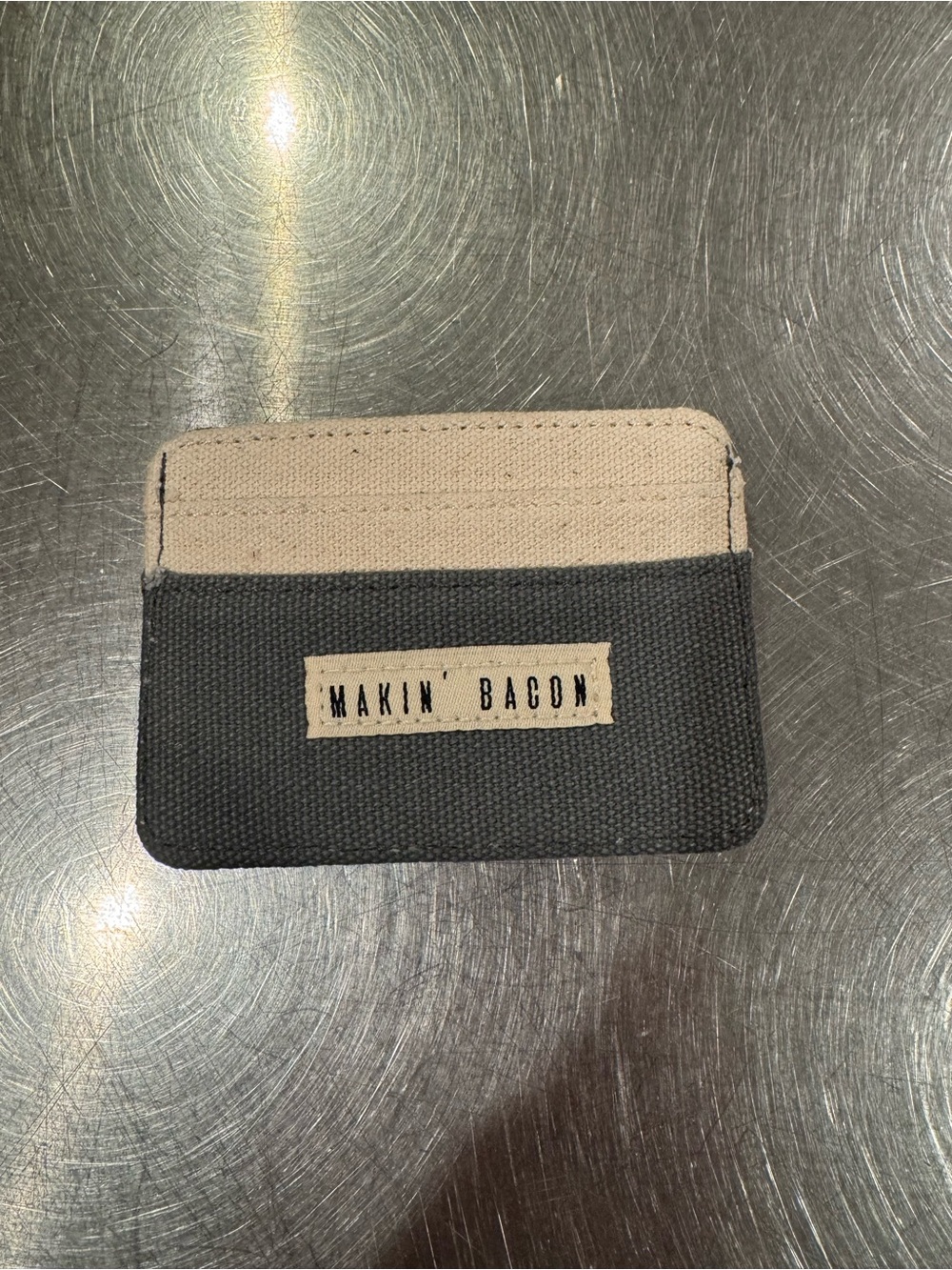 Two-Tone Canvas Card Wallet/Money Clip - Gray & Cream